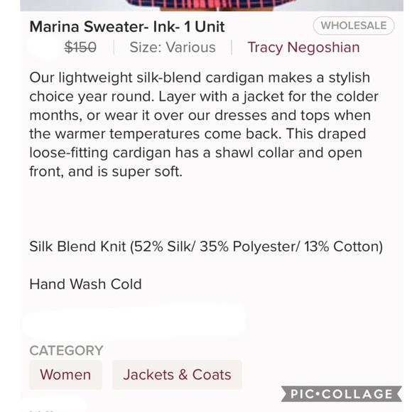 Boutique-Tracy Negoshian Marina Sweater Blue Ink - Picture 3 of 4